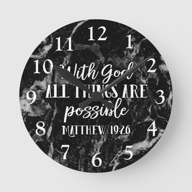 All things are Possible Christian Bible Verse Round Clock (Front)