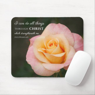 All Things Through Christ Philippians 4:13 Rose Mouse Pad