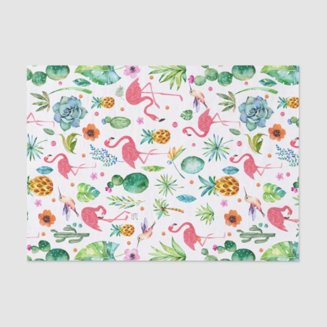 All Things Tropical & Pink Flamingos Pattern Tissue Paper (Front)
