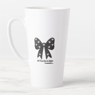 All Tied Up In Style Latte mug– Elegant Black Bow  Latte Mug