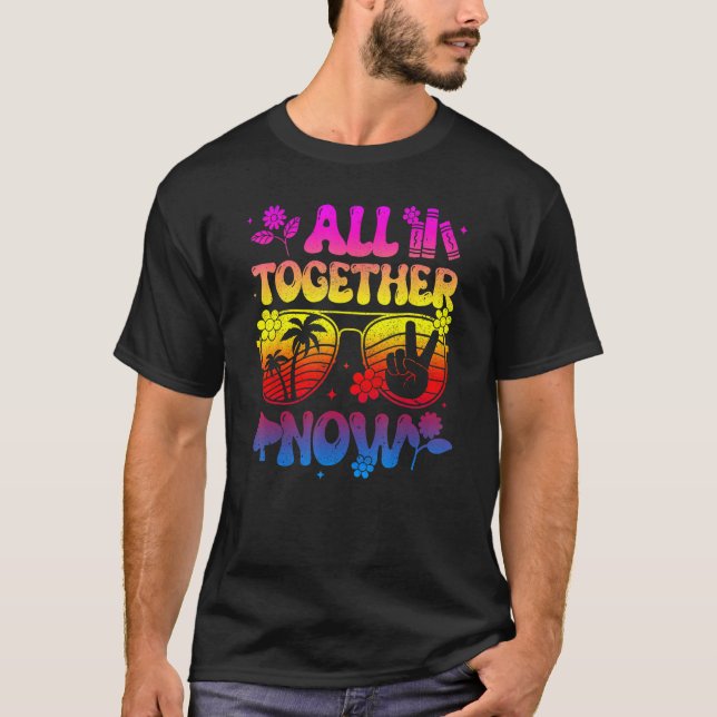 All Together Now Summer Reading 2023 Groovy  Book T-Shirt (Front)