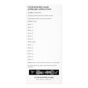All type Small Business Aftercare Instruction Rack Card