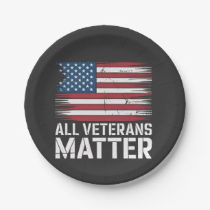 All Veteran Matter American 4th Of July Patriotic Paper Plate