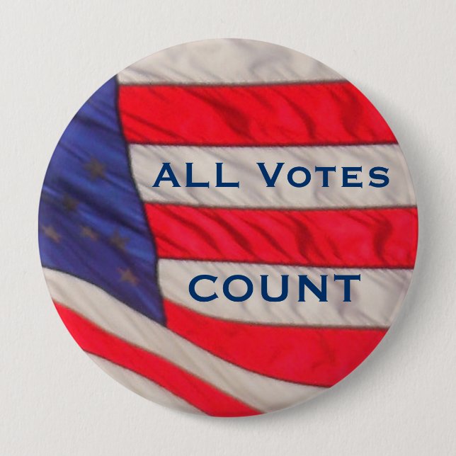 All Votes Count Election Button Pin Pinback (Front)