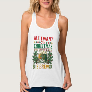 All Want Christmas Brew Beer Glasses Pine Hops Singlet