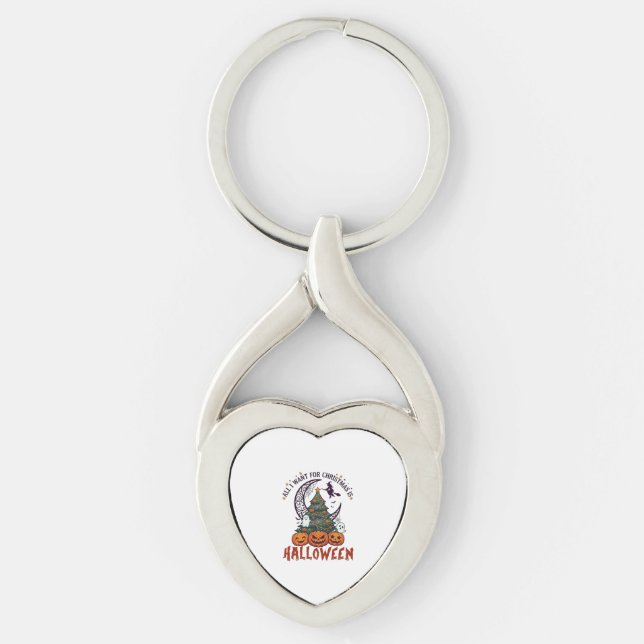 All Want Christmas Halloween Tree Pumpkins Ghosts_ Key Ring (Front)