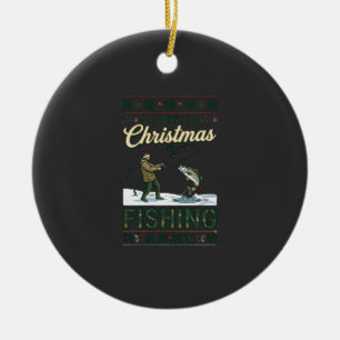 All Want Christmas Is Fishing Fisherman Fish Snowf Ceramic Tree Decoration
