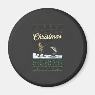 All Want Christmas Is Fishing Fisherman Fish Snowf Magnet