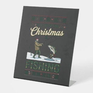 All Want Christmas Is Fishing Fisherman Fish Snowf Pedestal Sign
