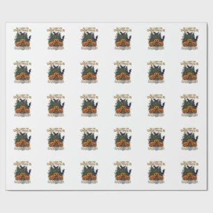 All Want Christmas Is Halloween Pumpkins Trees Bat Wrapping Paper