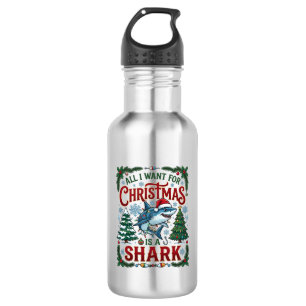 All Want Christmas Shark Pine Trees 532 Ml Water Bottle