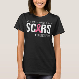all warriors have scars pink ribbon breast cancer  T-Shirt