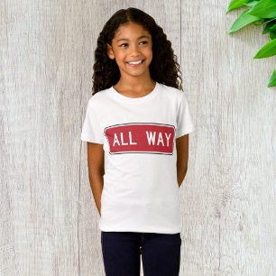 All Way Classic Red Traffic Street Sign  T-Shirt
