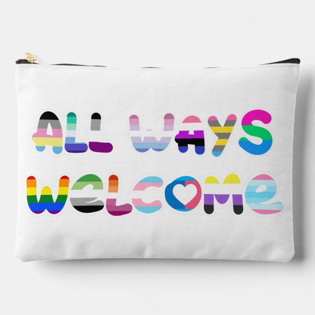 All Ways Welcome LGBTQIA+ inclusivity queer pride Accessory Pouch (Front)