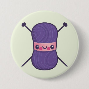 all we knit is love 7.5 cm round badge