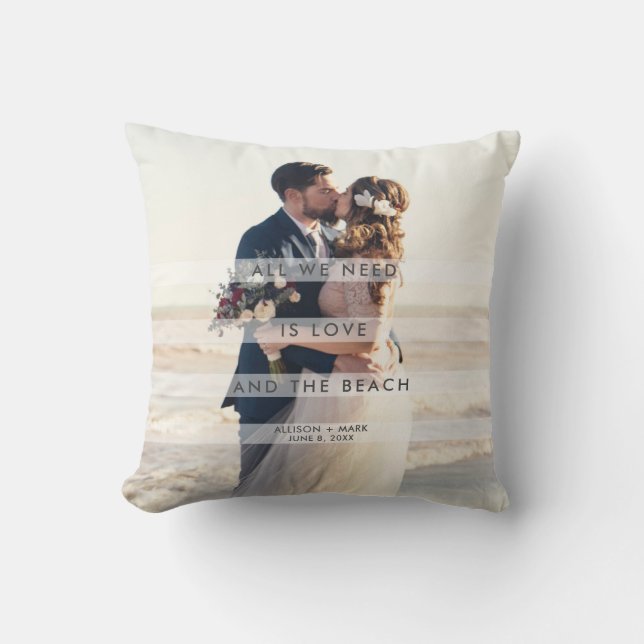 All We Need is Love and the Beach Wedding Photo Cushion (Front)