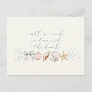 All We Need is Love & Beach Wedding Save the Date Announcement Postcard