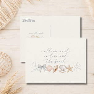 All We Need is Love & Beach Wedding Save the Date Announcement Postcard