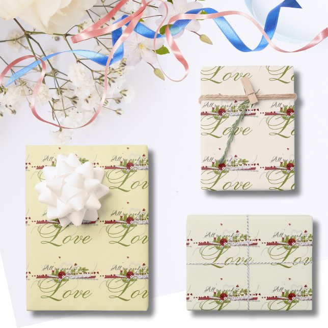 All we need is Love Wedding Wrapping Paper Sheet (Creator Uploaded)