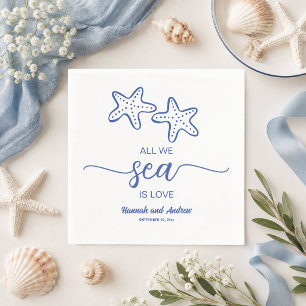 All we Sea is Love Chic Starfish Couple Wedding Napkin