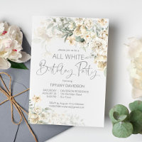 All white birthday party silver white floral