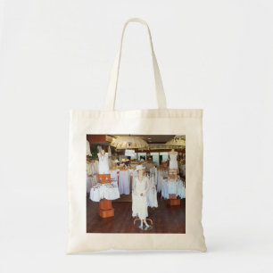 All white fashion shop tote bag