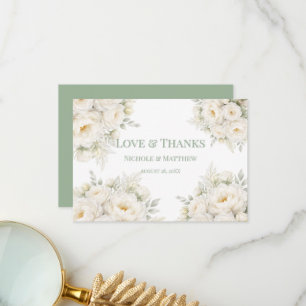 All White Floral Wedding Thank You Cards