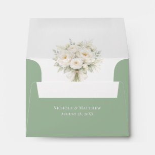 All White Florals Wedding Envelope