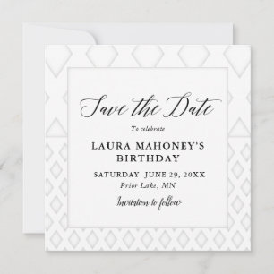All White Party Birthday Save the Date Card