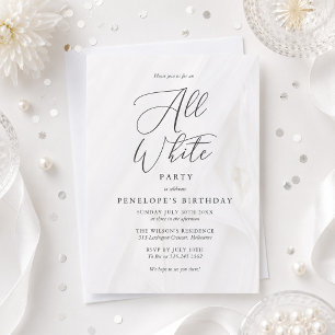 All White Party Invitation Elegant Birthday
