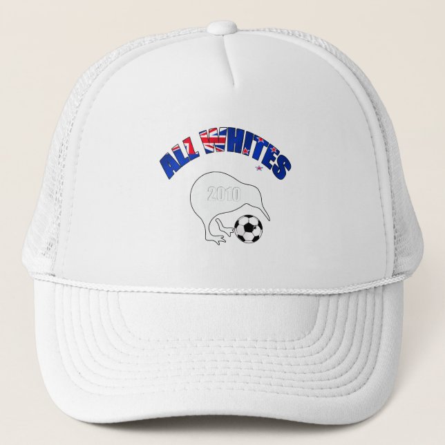 All Whites Kiwi Soccer Football fans gifts Trucker Hat (Front)