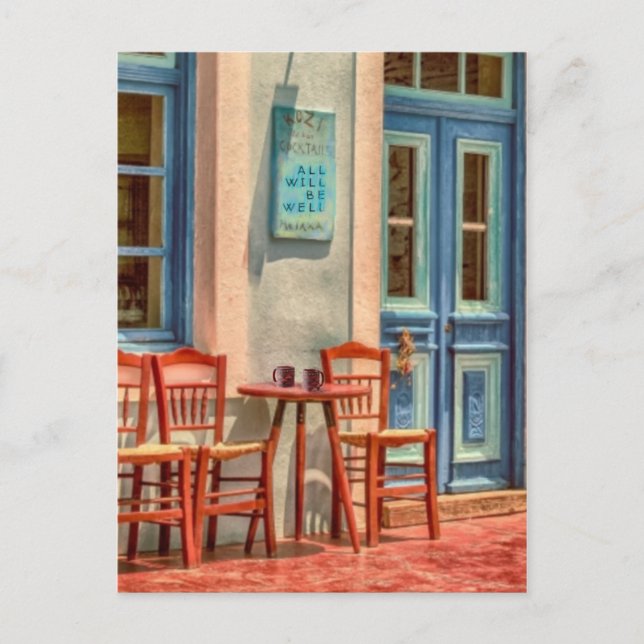 All will be well, Greek Cafe Menu  Postcard (Front)