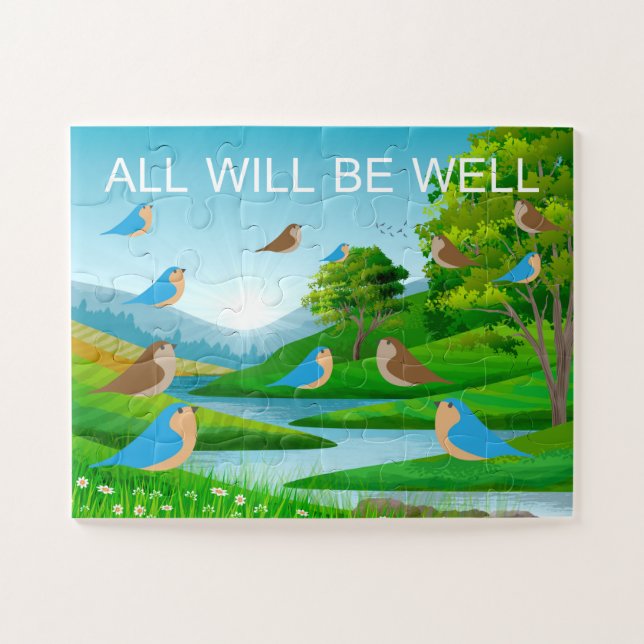 All Will Be Well River Trees Birds Nature, Age 4 Jigsaw Puzzle (Horizontal)