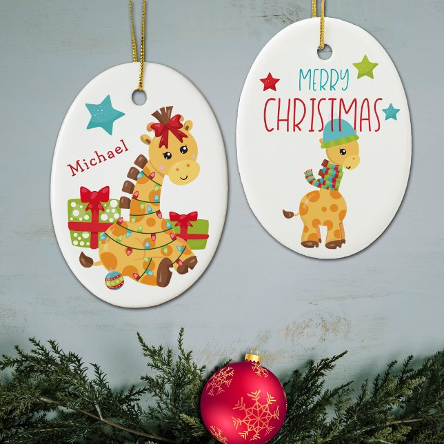 All Wrapped Up Giraffe Kids Christmas Ceramic Tree Decoration (Creator Uploaded)
