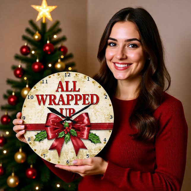 All Wrapped Up Red Bow Large Clock (Creator Uploaded)