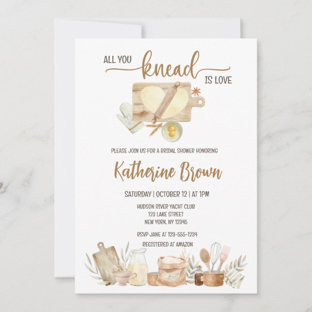 ALL YOU KNEAD IS LOVE BRIDAL SHOWER INVITATION (Front)