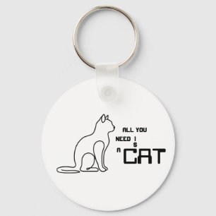 All You Need Is A Cat Cute Minimalist Cat Lover Al Key Ring