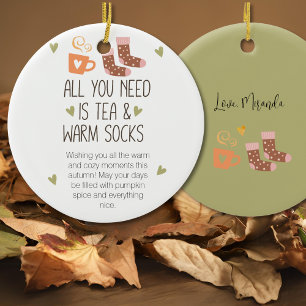 All you need is Autumn with a custom message Ceramic Tree Decoration