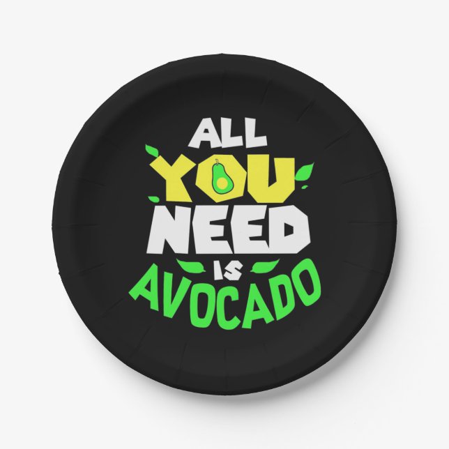 All You Need Is Avocado Paper Plate (Front)
