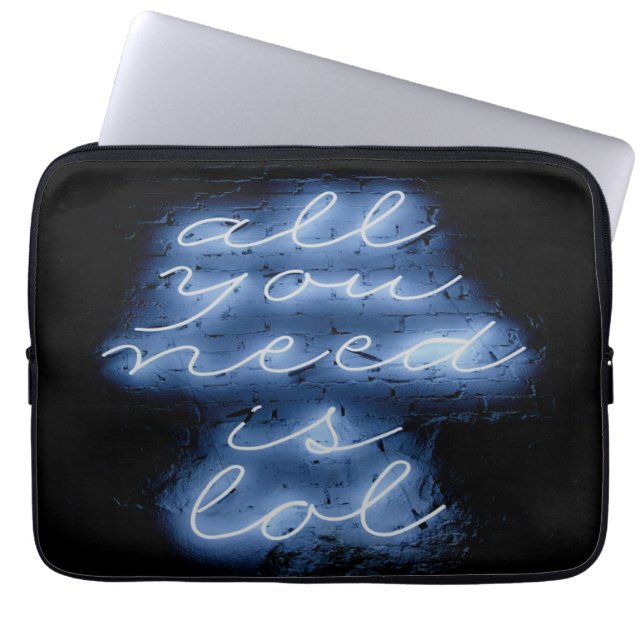 All You Need is LOL Neon Blue Sign Laptop Sleeve (Front)