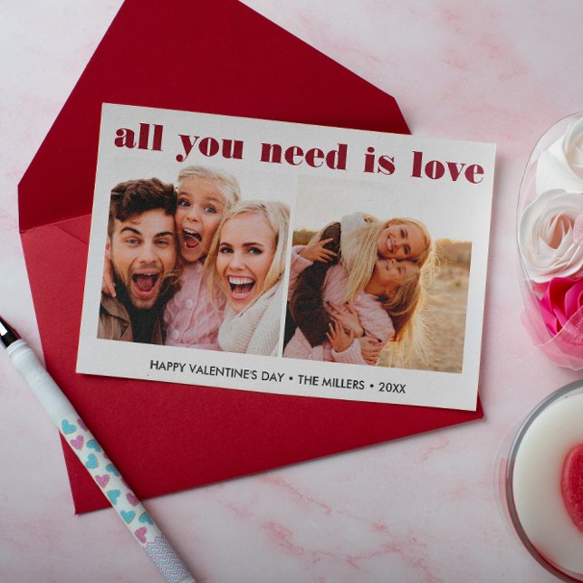 ALL YOU NEED IS LOVE 2 Photo Valentine's Day heart Card (Creator Uploaded)
