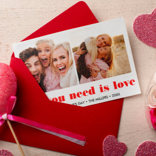 ALL YOU NEED IS LOVE 2 Photo Valentine's Day RED Card