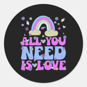 All You Need Is Love 60s 70s Retro Groovy Hippie C Classic Round Sticker