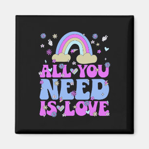 All You Need Is Love 60s 70s Retro Groovy Hippie C Magnet