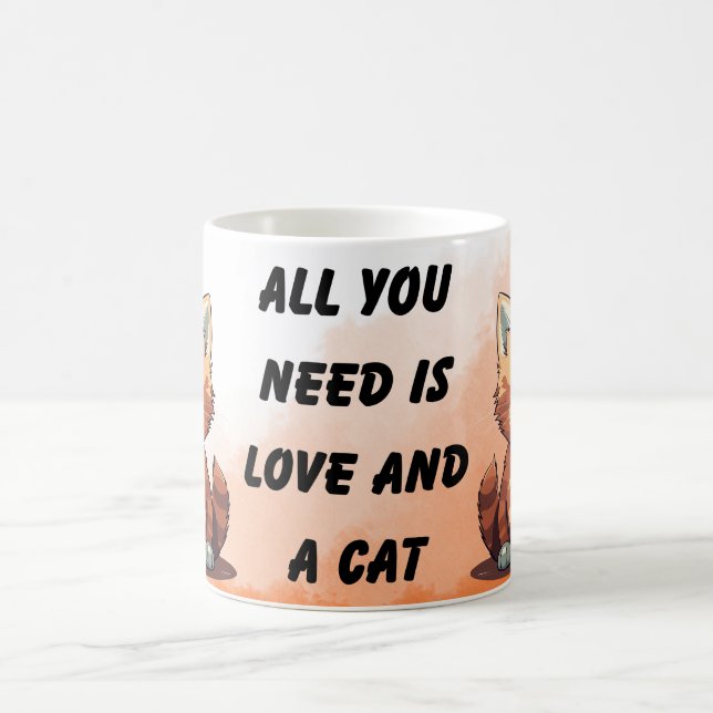 All you need is love and a cat coffee mug (Center)