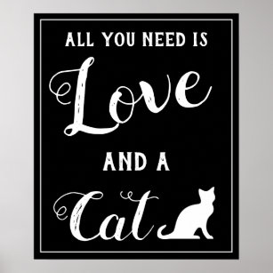 All you need is love and a cat vintage chalkboard poster