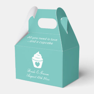 All you need is love and a cupcake teal wedding favour box
