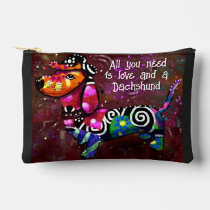 All You Need Is Love and a Dachshund Abstract Art Accessory Pouch