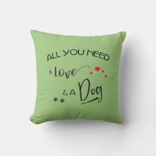 All you need is Love and a Dog! Paw Prints Cushion