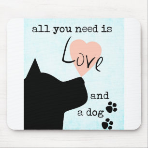 all you need is love and a dog pink blue pit bull mouse pad